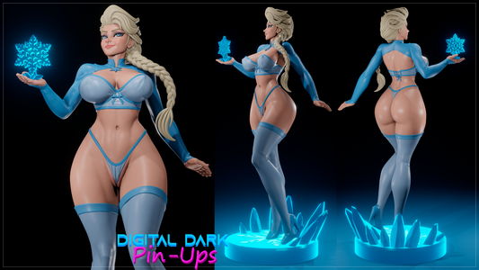 Elsa and Olaf (ADULT) - Frozen and Frozen II - Female Adult Figurine for collecting, painting and showing off! Digital Dark Pinup SEPTEMBER 2023 RELEASE