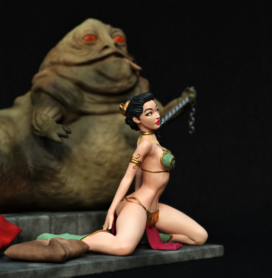Princess Leia Slave Leia and Jabba Pin-up style Figurine Model Kit for collecting, building and painting for Adults