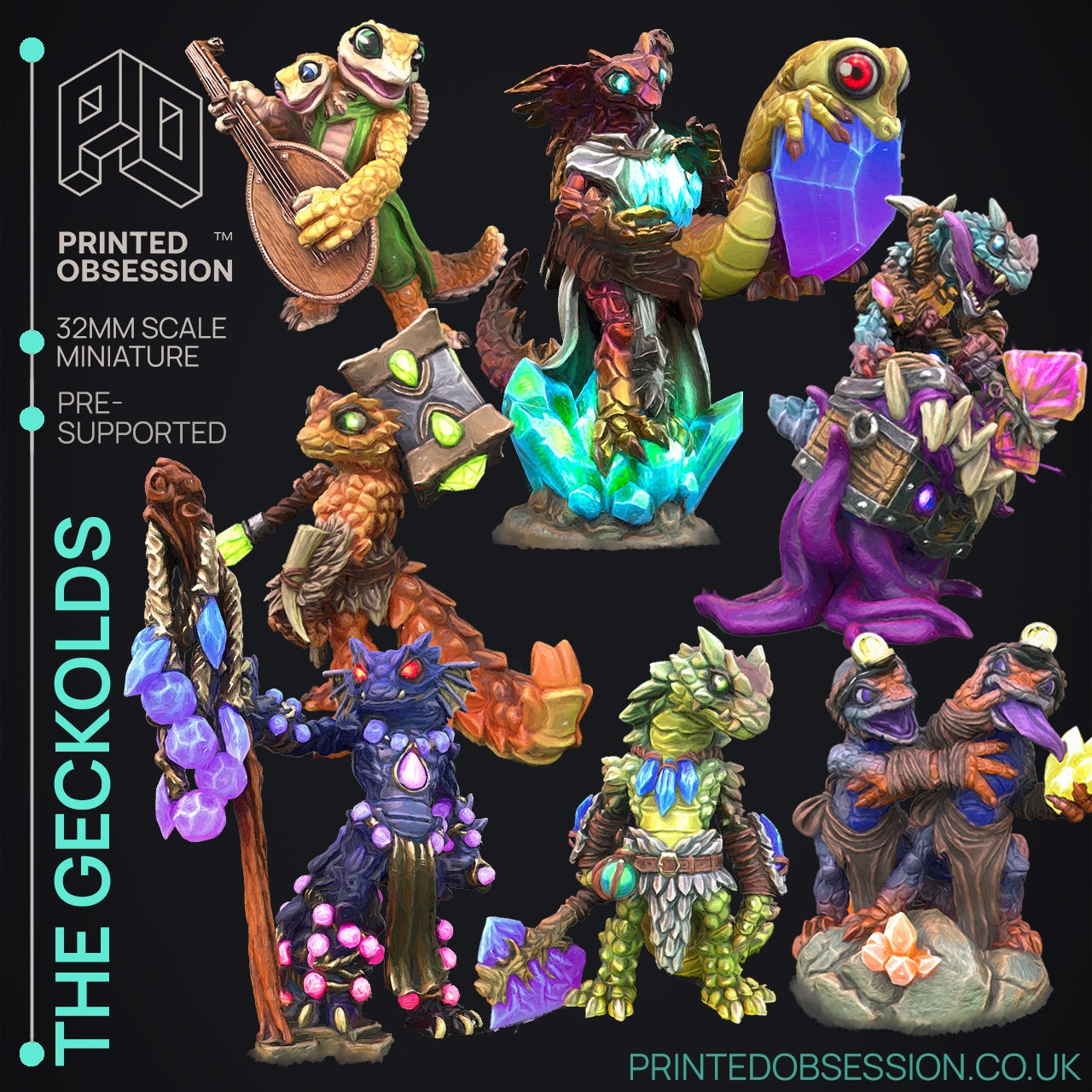 The Geckolds - The Printed Obsession - Table-top mini, 3D Printed Collectable for painting and playing!