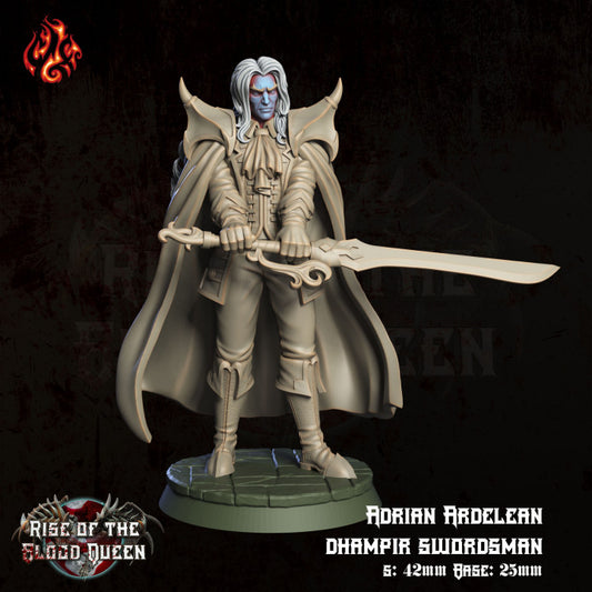 Adrian Ardelean Dhampir Swordsman  - Rise of the Blood Queen (SHOPIFY EXCLUSIVE ITEM) - from Crippled God Foundry - Table-top gaming mini and collectable for painting. - from Crippled God Foundry - Table-top gaming mini and collectable for painting.