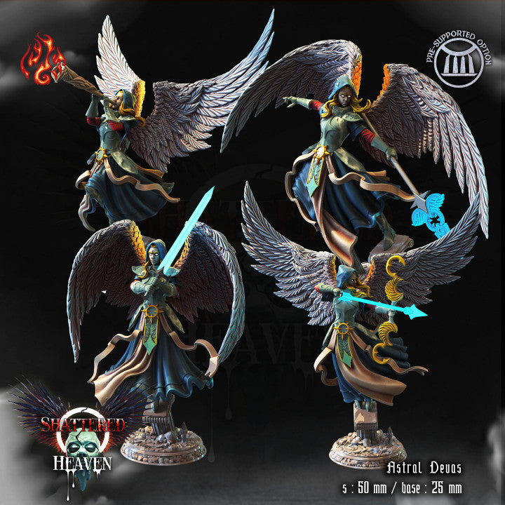 Astral Devas - Shattered Heaven - from Crippled God Foundry - Table-top gaming mini and collectable for painting.