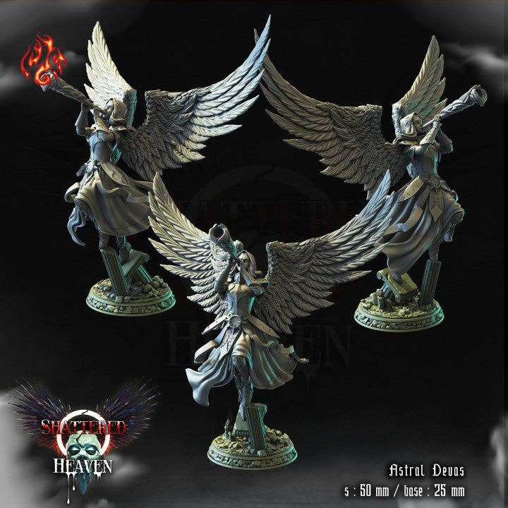 Astral Devas - Shattered Heaven - from Crippled God Foundry - Table-top gaming mini and collectable for painting.