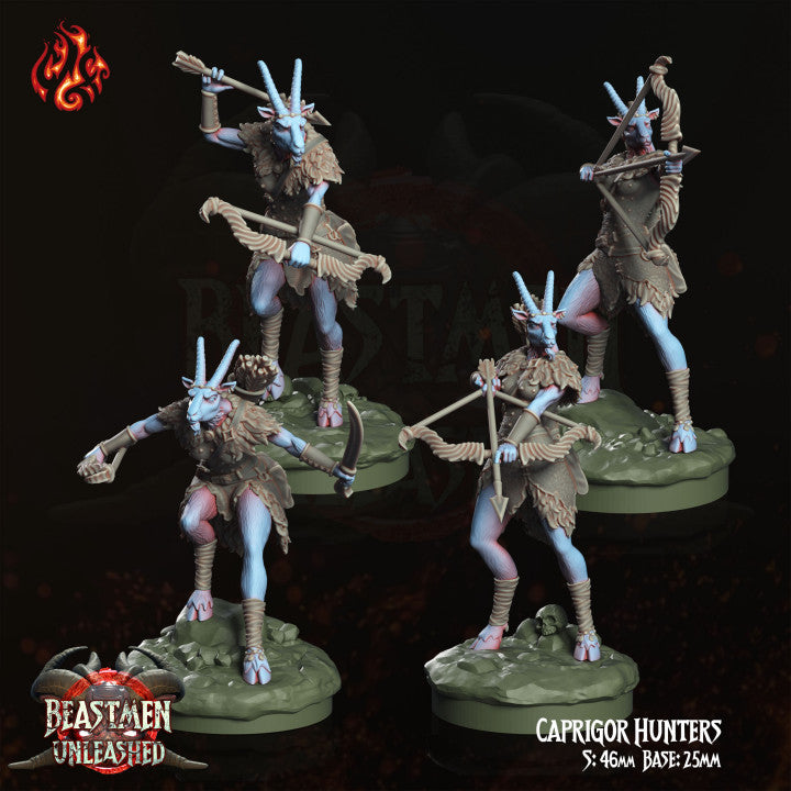Caprigor Hunters - Beastmen Unleashed - from Crippled God Foundry - Table-top gaming mini and collectable for painting.