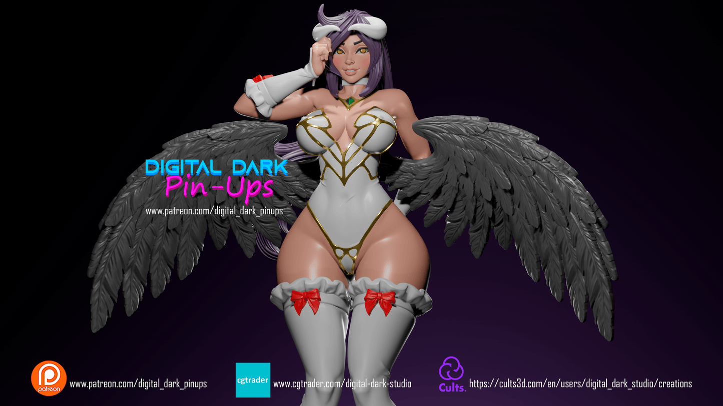 Albedo Overlord - Female Adult Figurine for collecting, painting and showing off! Digital Dark Pinup Classic