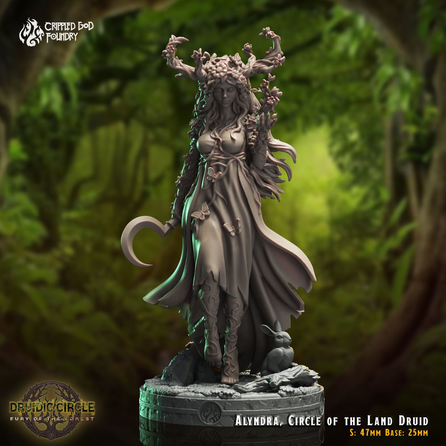 Druidic Circle  Fury of the Forest - from Crippled God Foundry - Table-top gaming mini and collectable for painting.