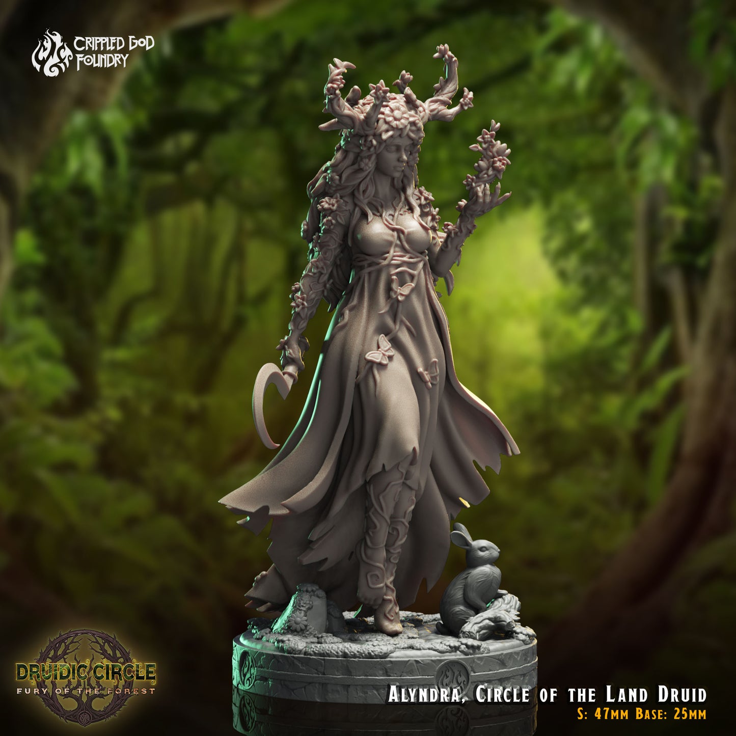 Druidic Circle  Fury of the Forest - from Crippled God Foundry - Table-top gaming mini and collectable for painting.