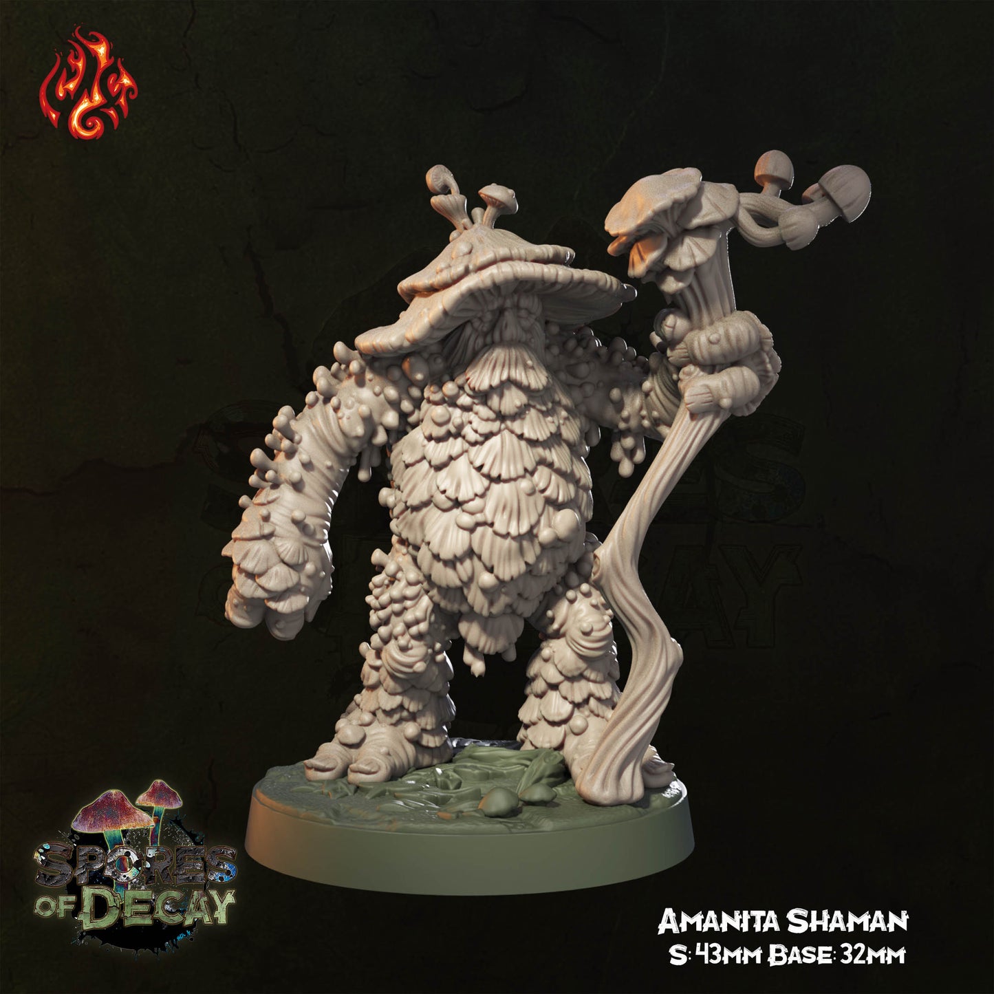 Spores of Decay - Amanita Shaman -  from Crippled God Foundry - Table-top gaming mini and collectable for painting.