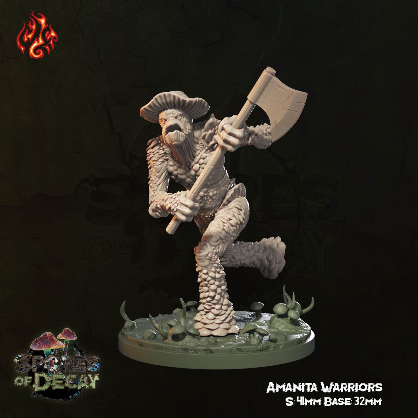 Spores of Decay - Amanita Warriors -  from Crippled God Foundry - Table-top gaming mini and collectable for painting.