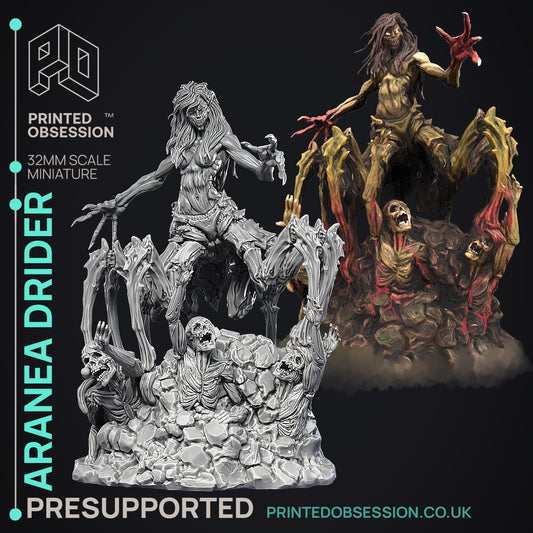 Aranea Drider - Godly Avatar series 2 - The Printed Obsession - Table-top mini, 3D Printed Collectable for painting and playing!