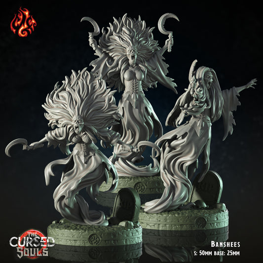 Banshees - The Cursed Souls - from Crippled God Foundry - Table-top gaming mini and collectable for painting.