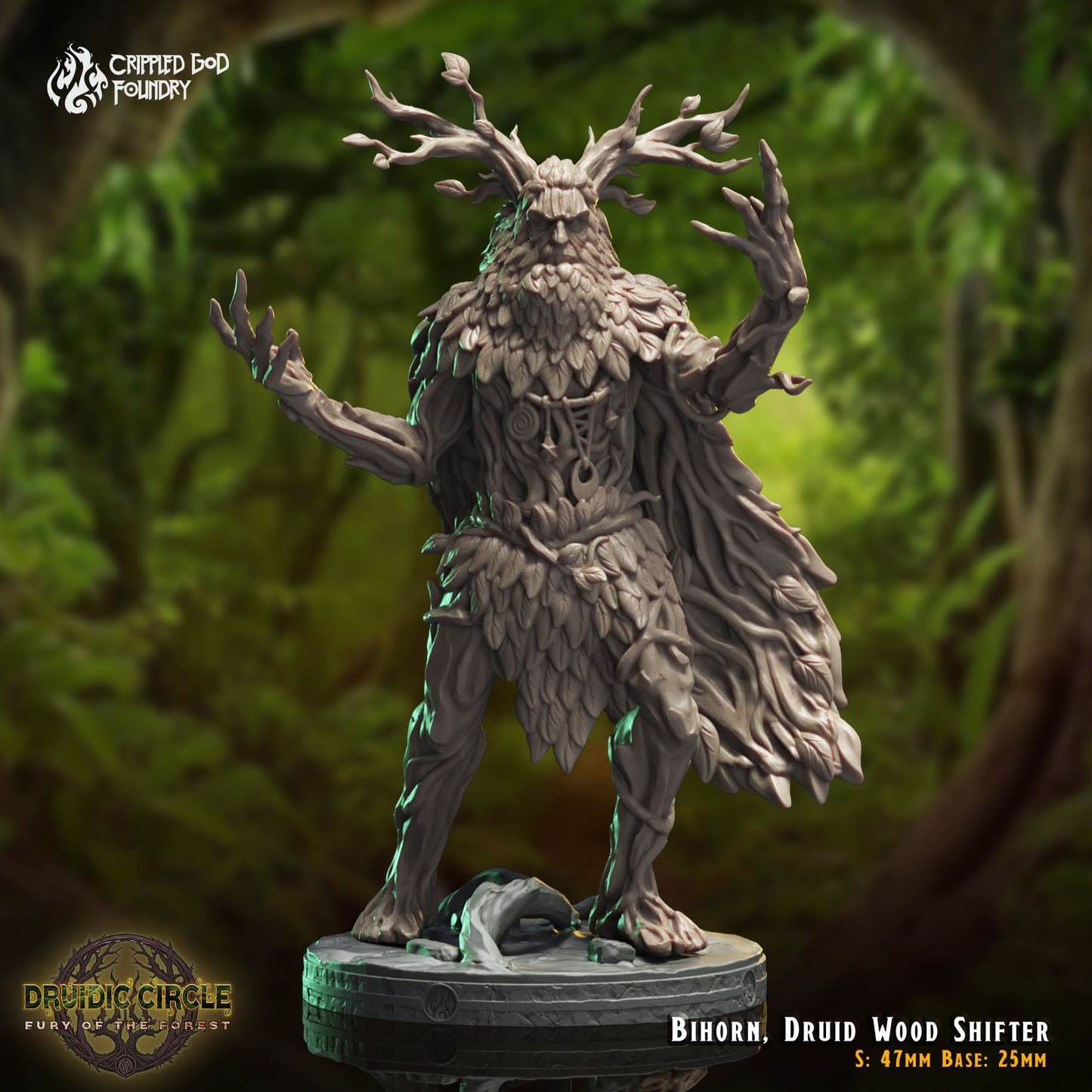 Druidic Circle  Fury of the Forest - from Crippled God Foundry - Table-top gaming mini and collectable for painting.