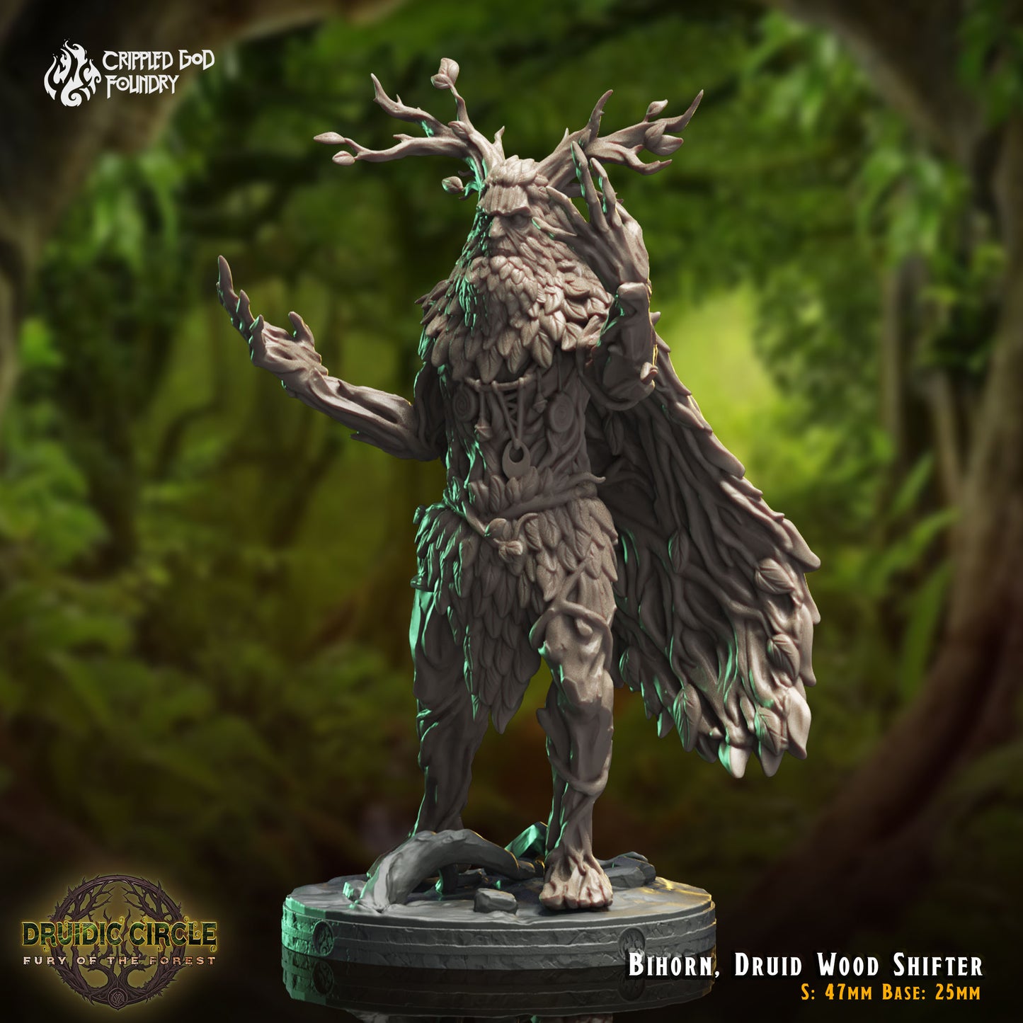 Druidic Circle  Fury of the Forest - from Crippled God Foundry - Table-top gaming mini and collectable for painting.