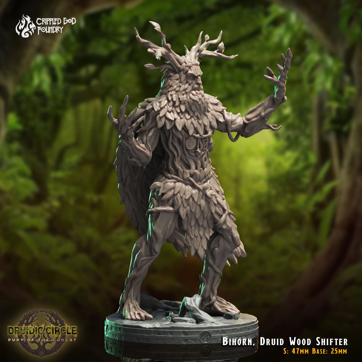 Druidic Circle  Fury of the Forest - from Crippled God Foundry - Table-top gaming mini and collectable for painting.