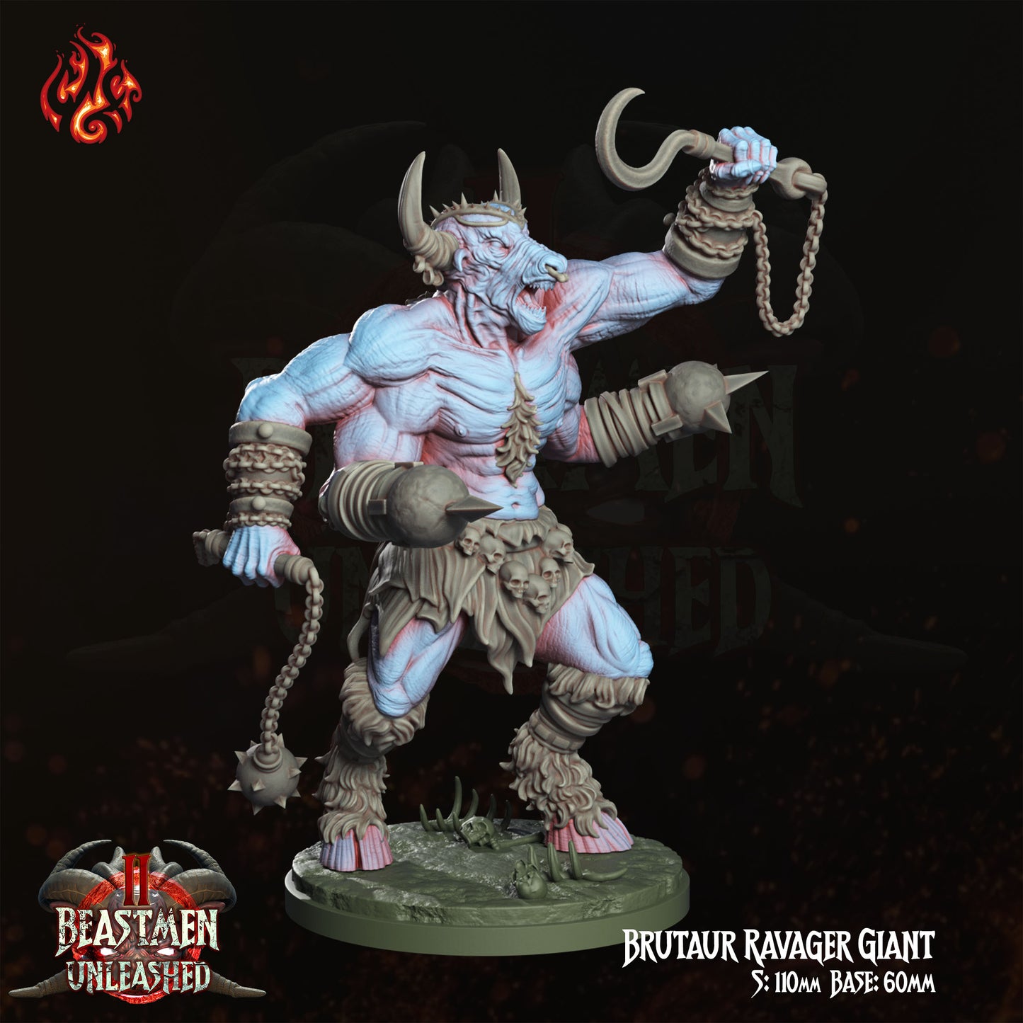 Brutaur Ravager Giant - Beastmen Unleashed - from Crippled God Foundry - Table-top gaming mini and collectable for painting.