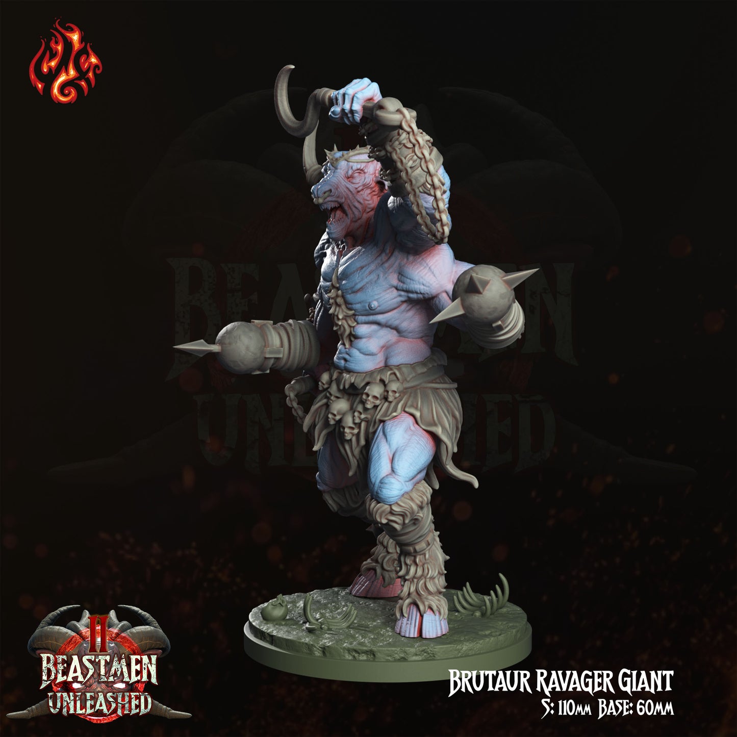 Brutaur Ravager Giant - Beastmen Unleashed - from Crippled God Foundry - Table-top gaming mini and collectable for painting.