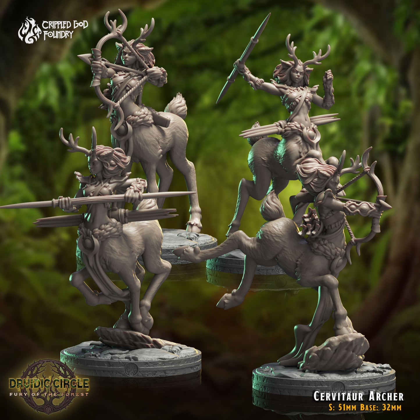 Druidic Circle  Fury of the Forest - from Crippled God Foundry - Table-top gaming mini and collectable for painting.