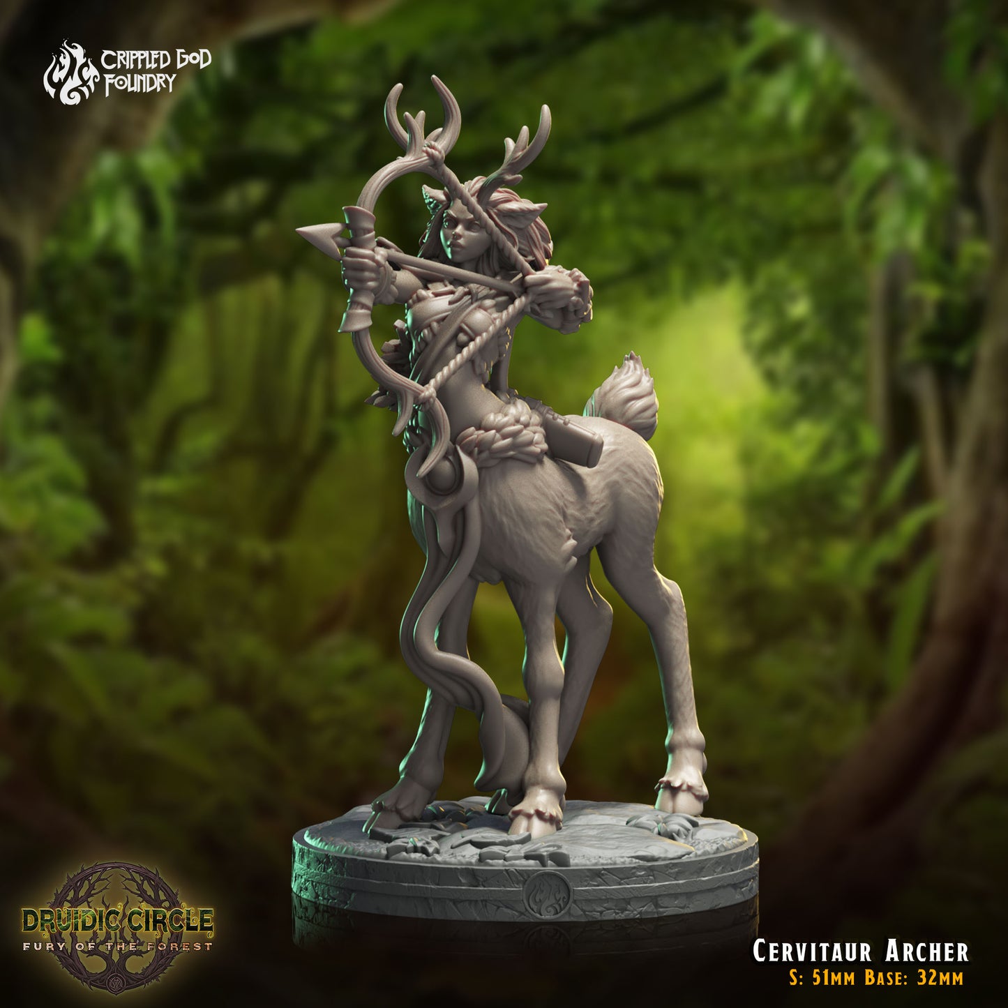 Druidic Circle  Fury of the Forest - from Crippled God Foundry - Table-top gaming mini and collectable for painting.