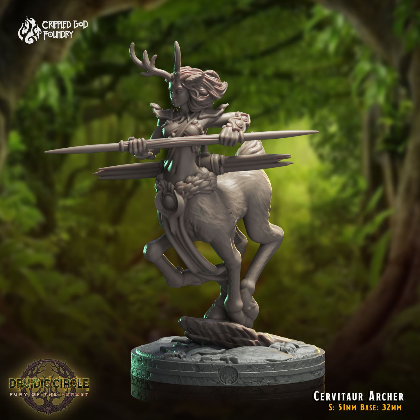 Druidic Circle  Fury of the Forest - from Crippled God Foundry - Table-top gaming mini and collectable for painting.