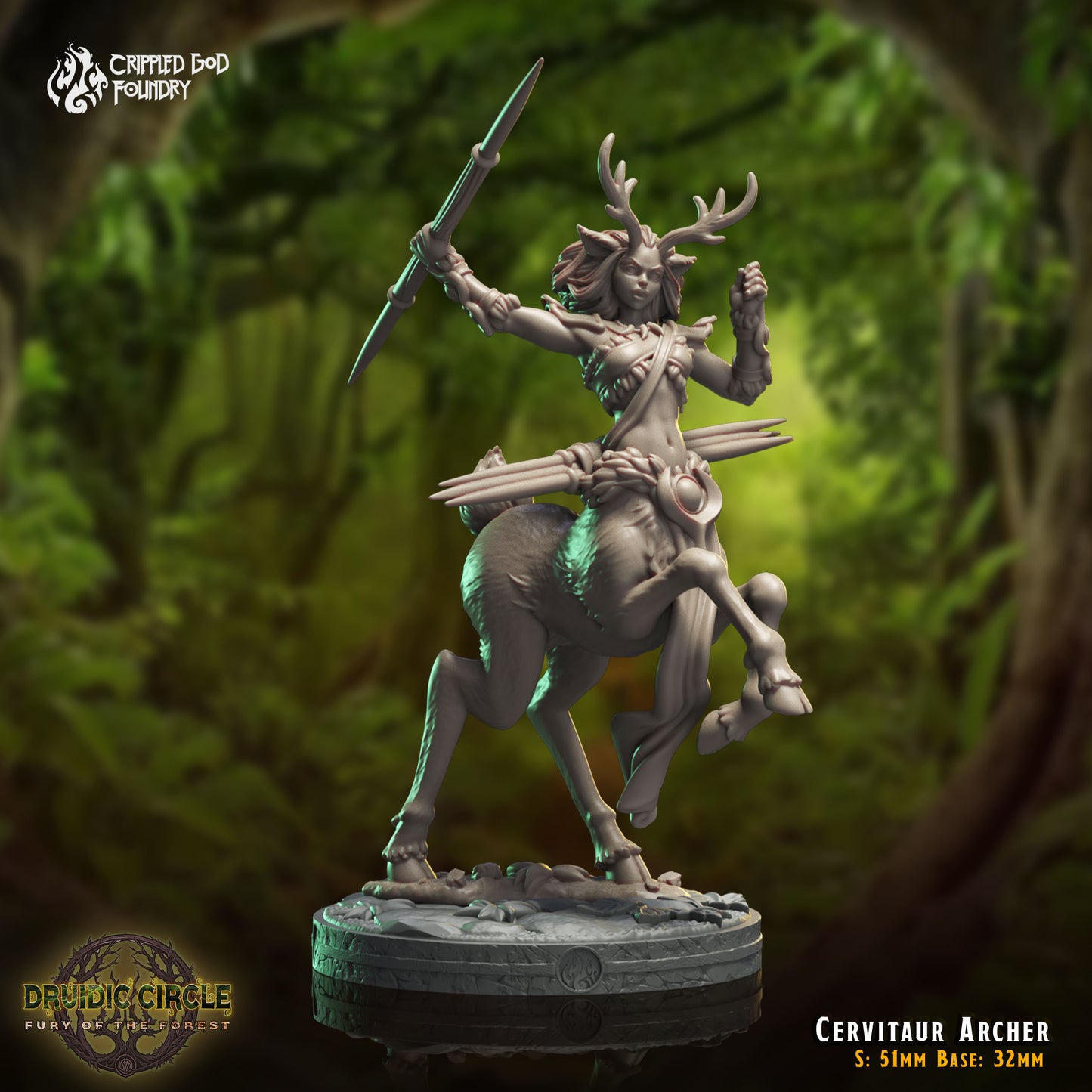 Druidic Circle  Fury of the Forest - from Crippled God Foundry - Table-top gaming mini and collectable for painting.