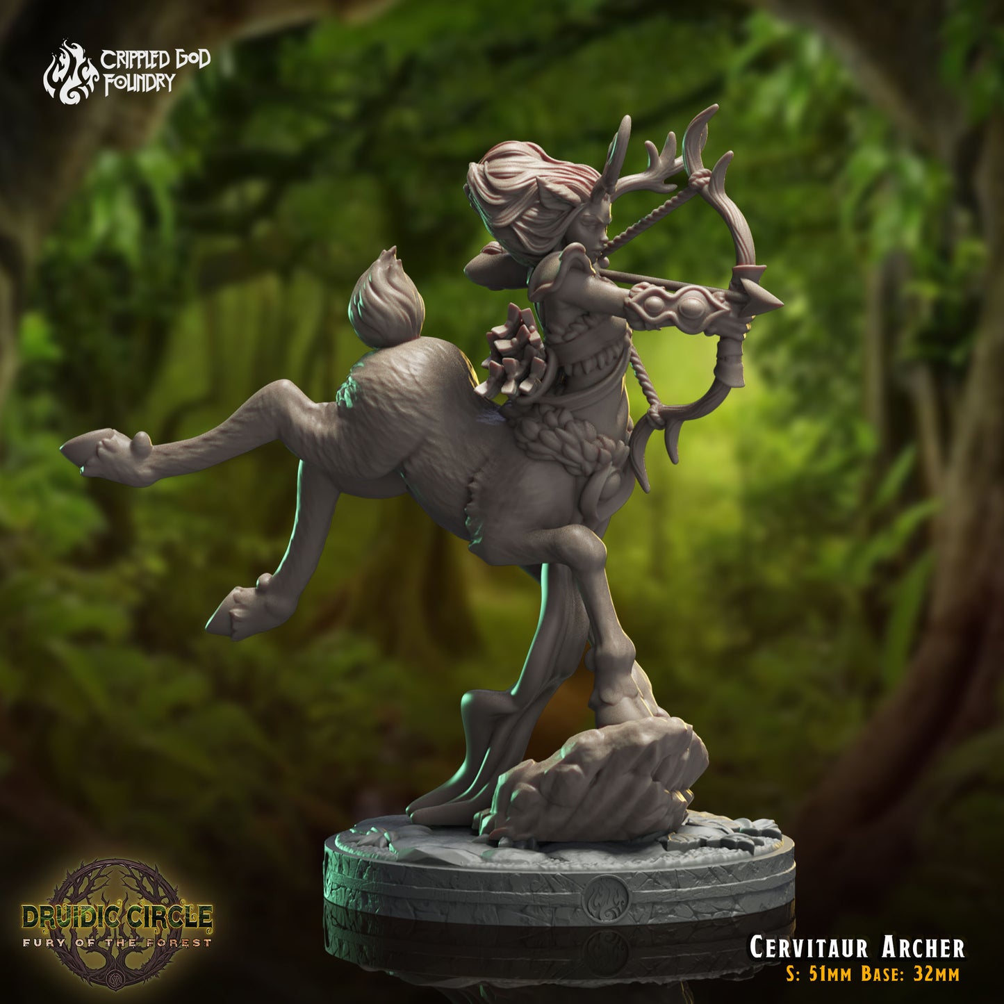 Druidic Circle  Fury of the Forest - from Crippled God Foundry - Table-top gaming mini and collectable for painting.