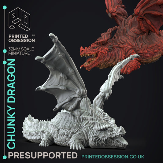 Chunky Dragon - The Possessed Bakery - The Printed Obsession - Table-top mini, 3D Printed Collectable for painting and playing!