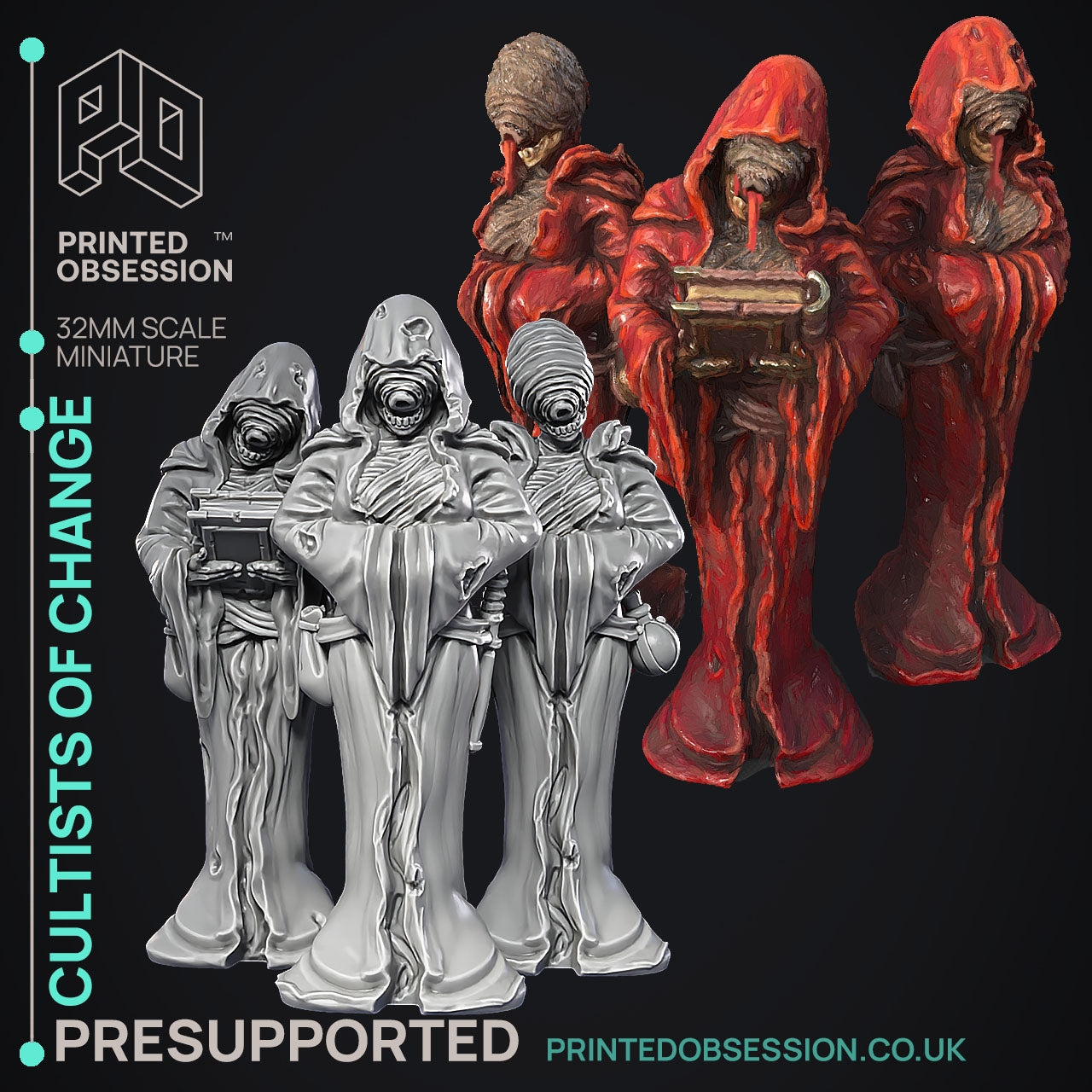 Cultists of Change - The Dark Wood Cryptids - The Printed Obsession - Table-top mini, 3D Printed Collectable for painting and playing!