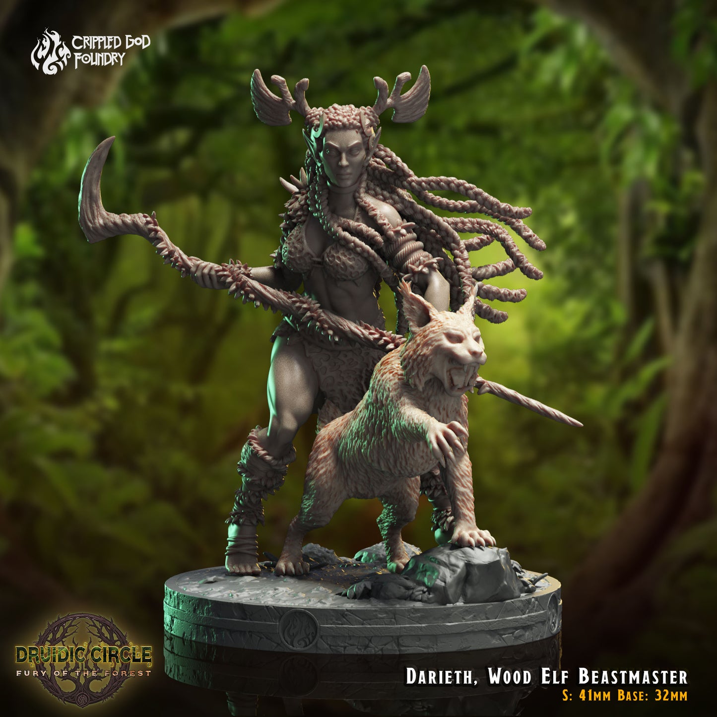 Druidic Circle  Fury of the Forest - from Crippled God Foundry - Table-top gaming mini and collectable for painting.