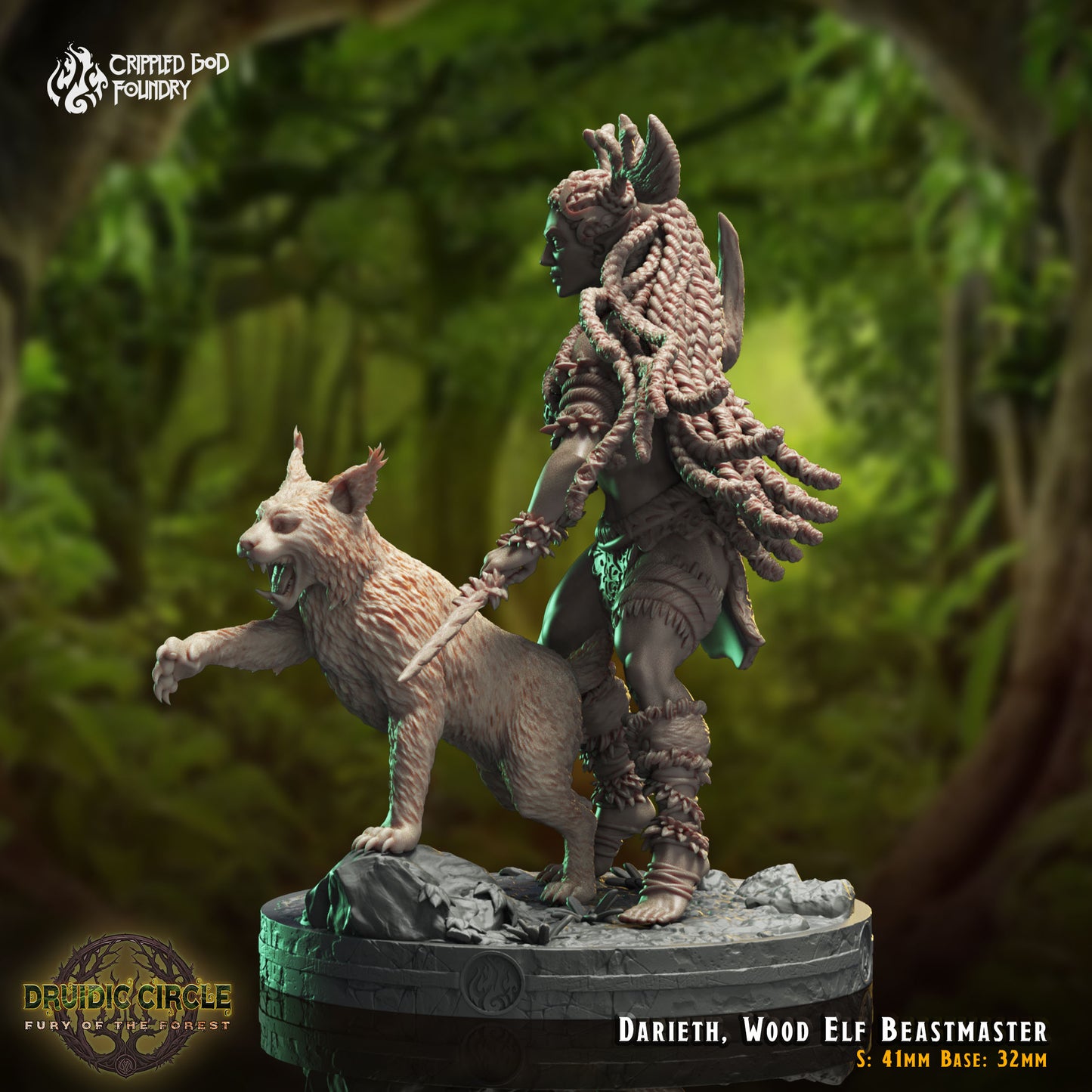 Druidic Circle  Fury of the Forest - from Crippled God Foundry - Table-top gaming mini and collectable for painting.