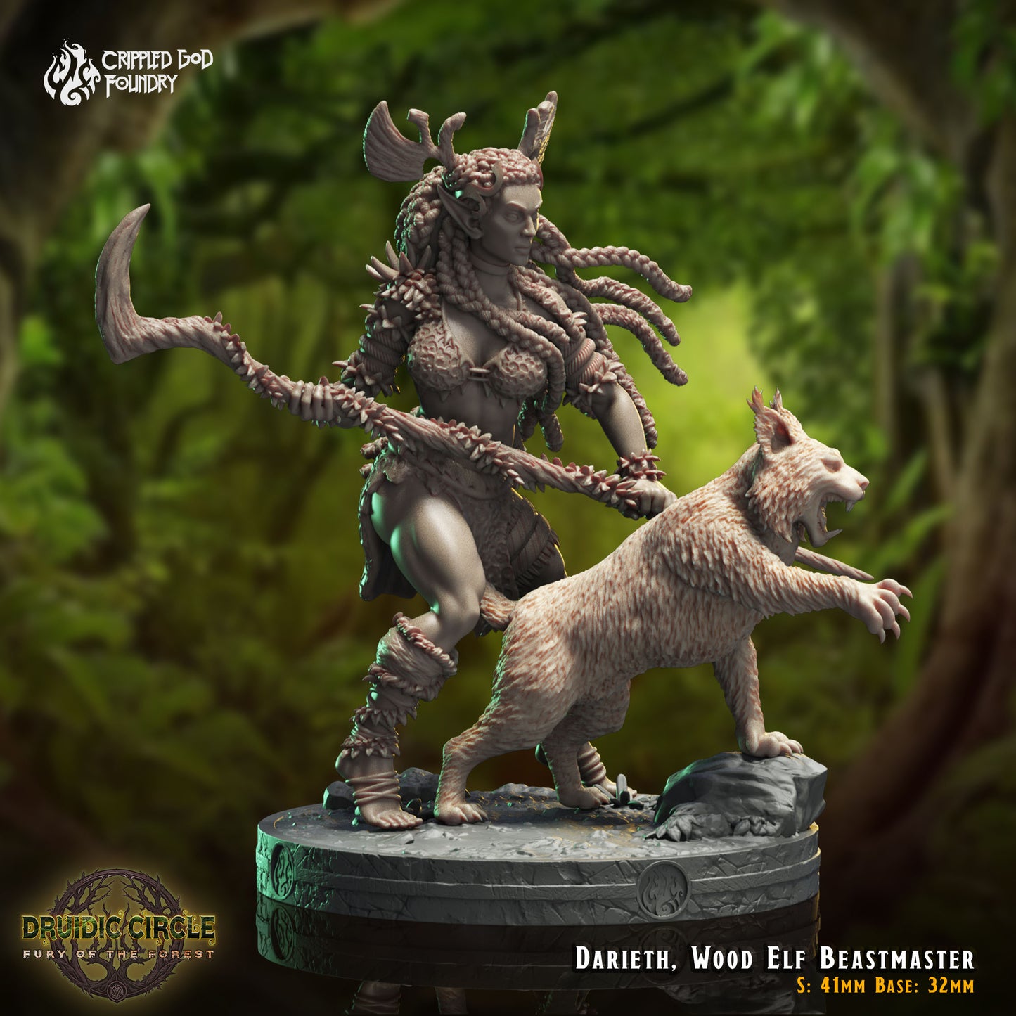 Druidic Circle  Fury of the Forest - from Crippled God Foundry - Table-top gaming mini and collectable for painting.