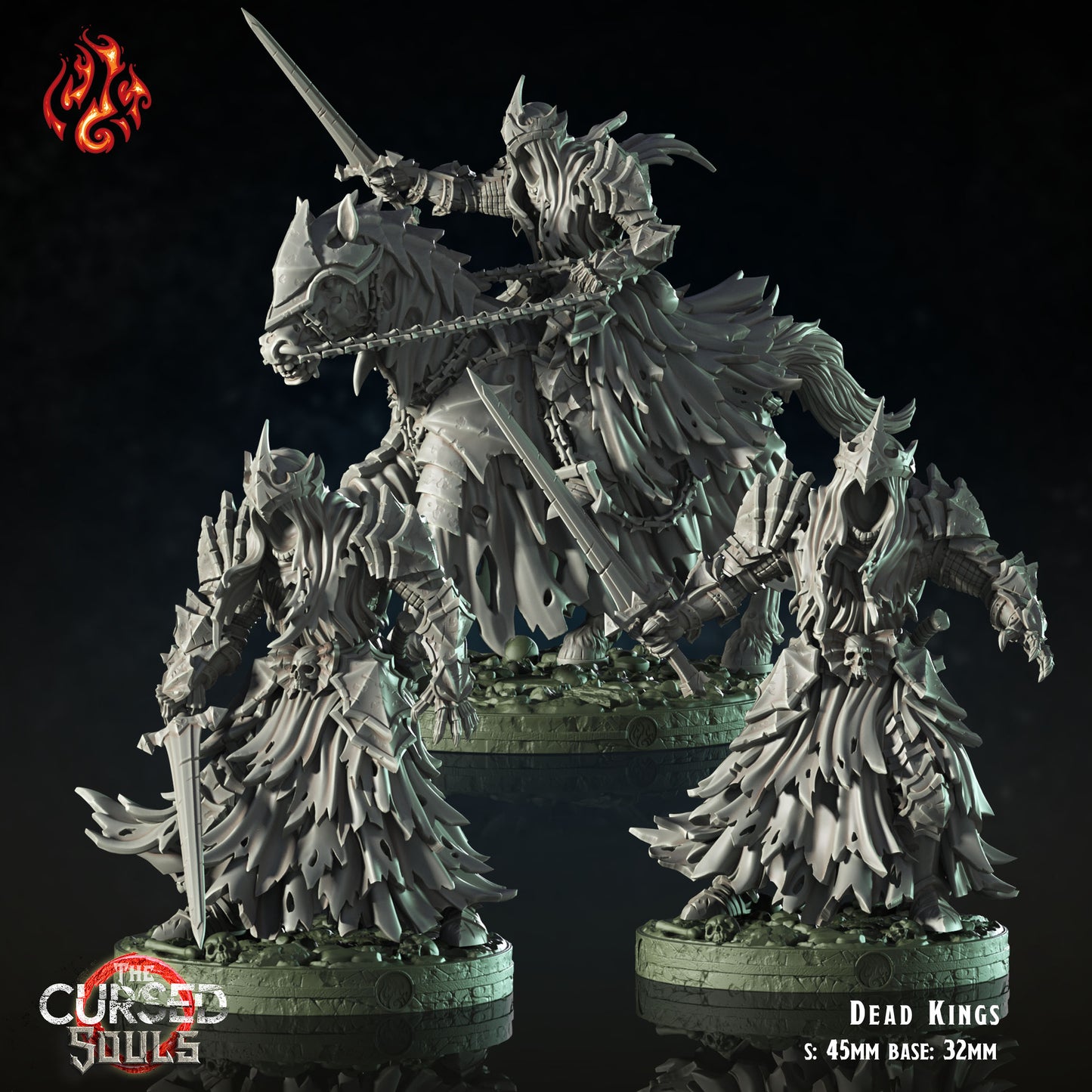 Dead Kings - The Cursed Souls - from Crippled God Foundry - Table-top gaming mini and collectable for painting.