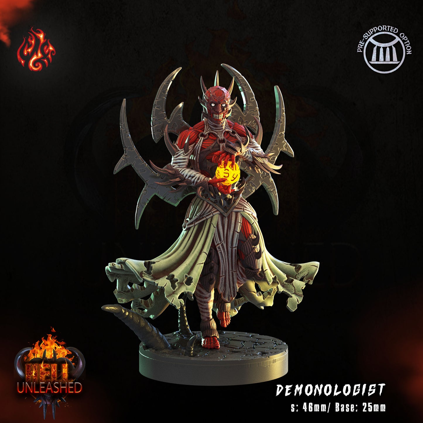 Demonologist - Hell Unleashed Series from Crippled God Foundry - Table-top gaming mini and collectable for painting.