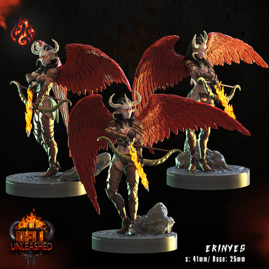 Erinyes - Hell Unleashed Series from Crippled God Foundry - Table-top gaming mini and collectable for painting.