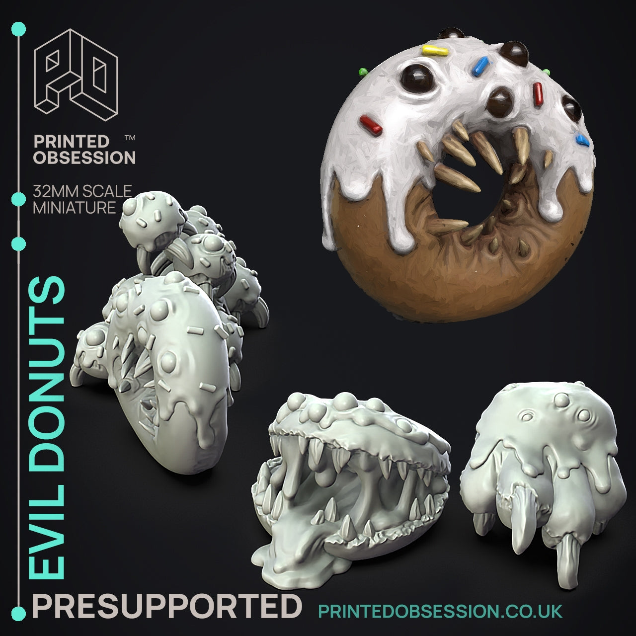 Evil Donuts - The Possessed Bakery - The Printed Obsession - Table-top mini, 3D Printed Collectable for painting and playing!