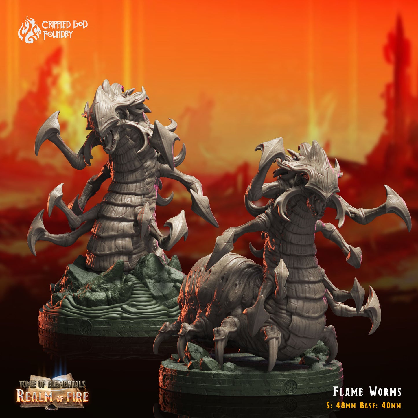 Tome of Elementals Realm of Fire - from Crippled God Foundry - Table-top gaming mini and collectable for painting.