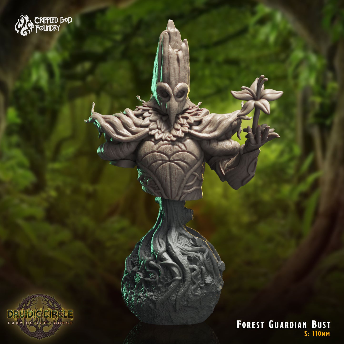 Druidic Circle  Fury of the Forest - from Crippled God Foundry - Table-top gaming mini and collectable for painting.