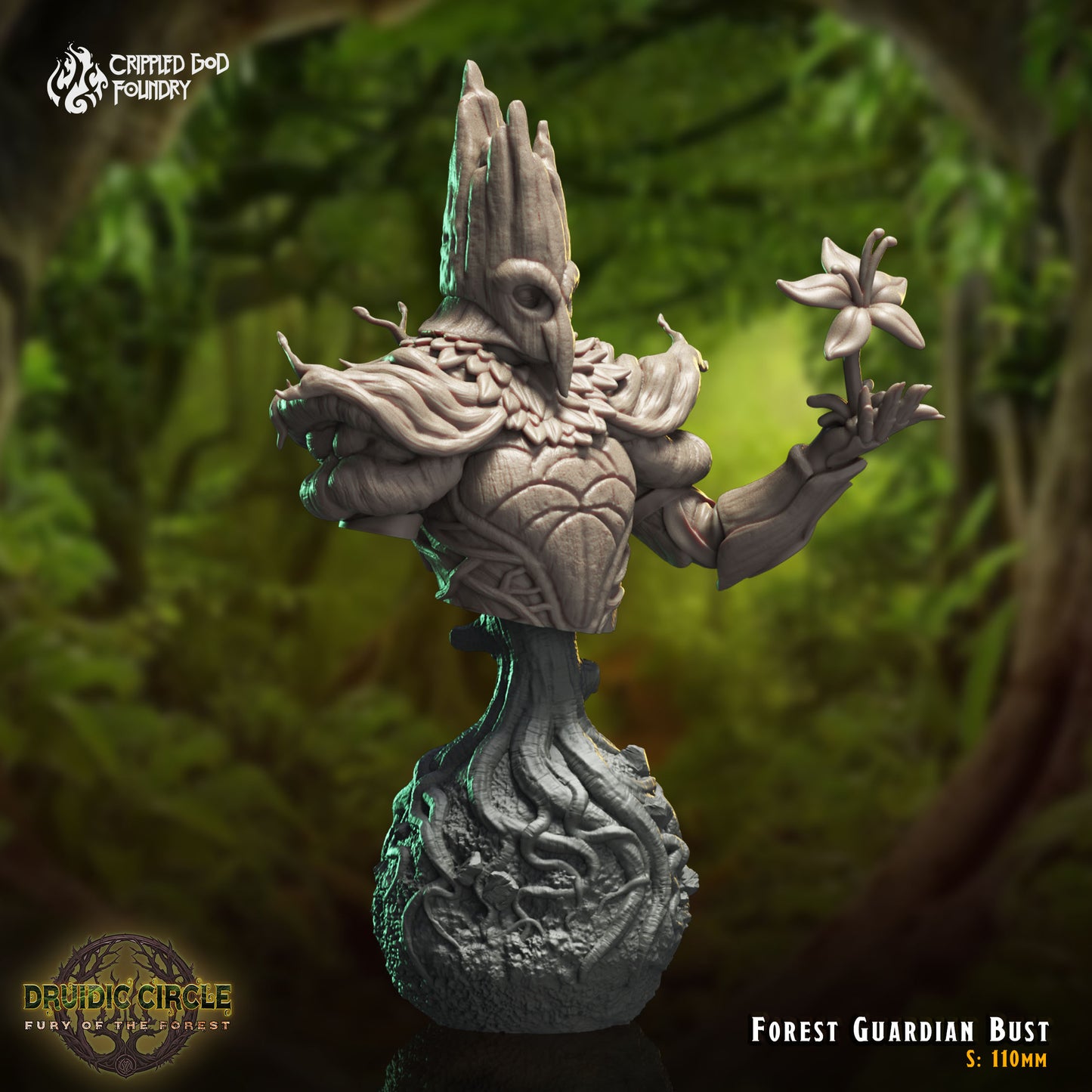 Druidic Circle  Fury of the Forest - from Crippled God Foundry - Table-top gaming mini and collectable for painting.