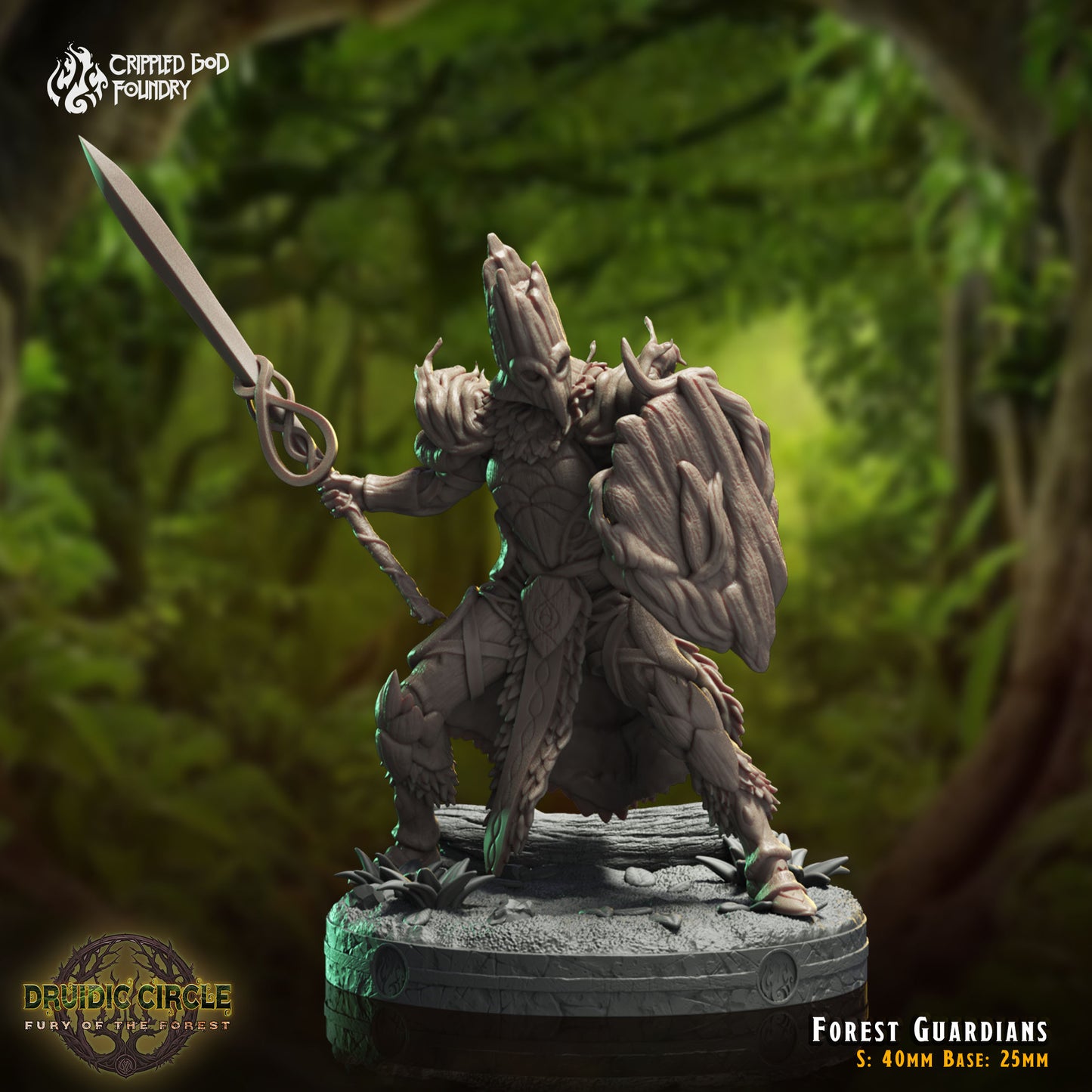 Druidic Circle  Fury of the Forest - from Crippled God Foundry - Table-top gaming mini and collectable for painting.