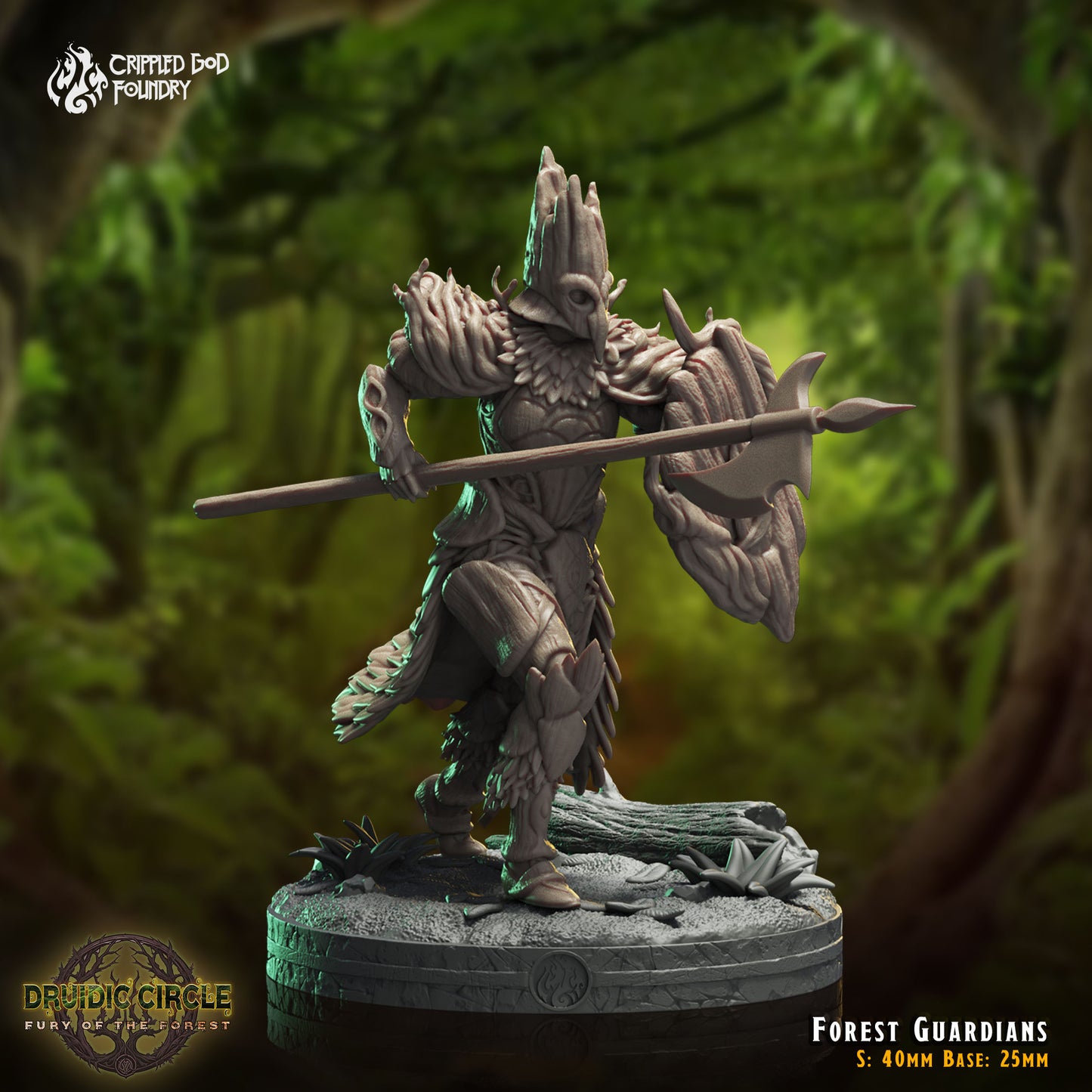 Druidic Circle  Fury of the Forest - from Crippled God Foundry - Table-top gaming mini and collectable for painting.