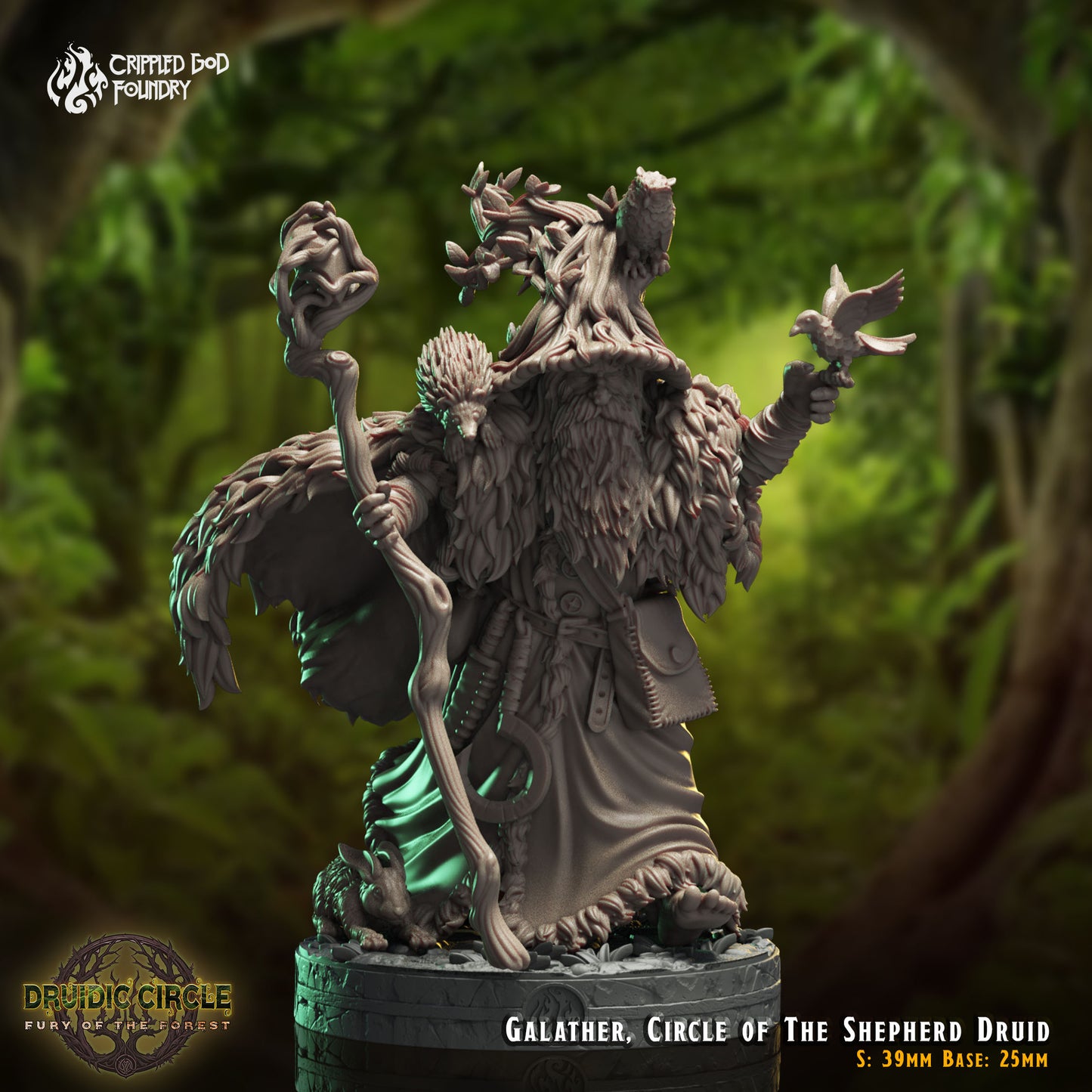 Druidic Circle  Fury of the Forest - from Crippled God Foundry - Table-top gaming mini and collectable for painting.