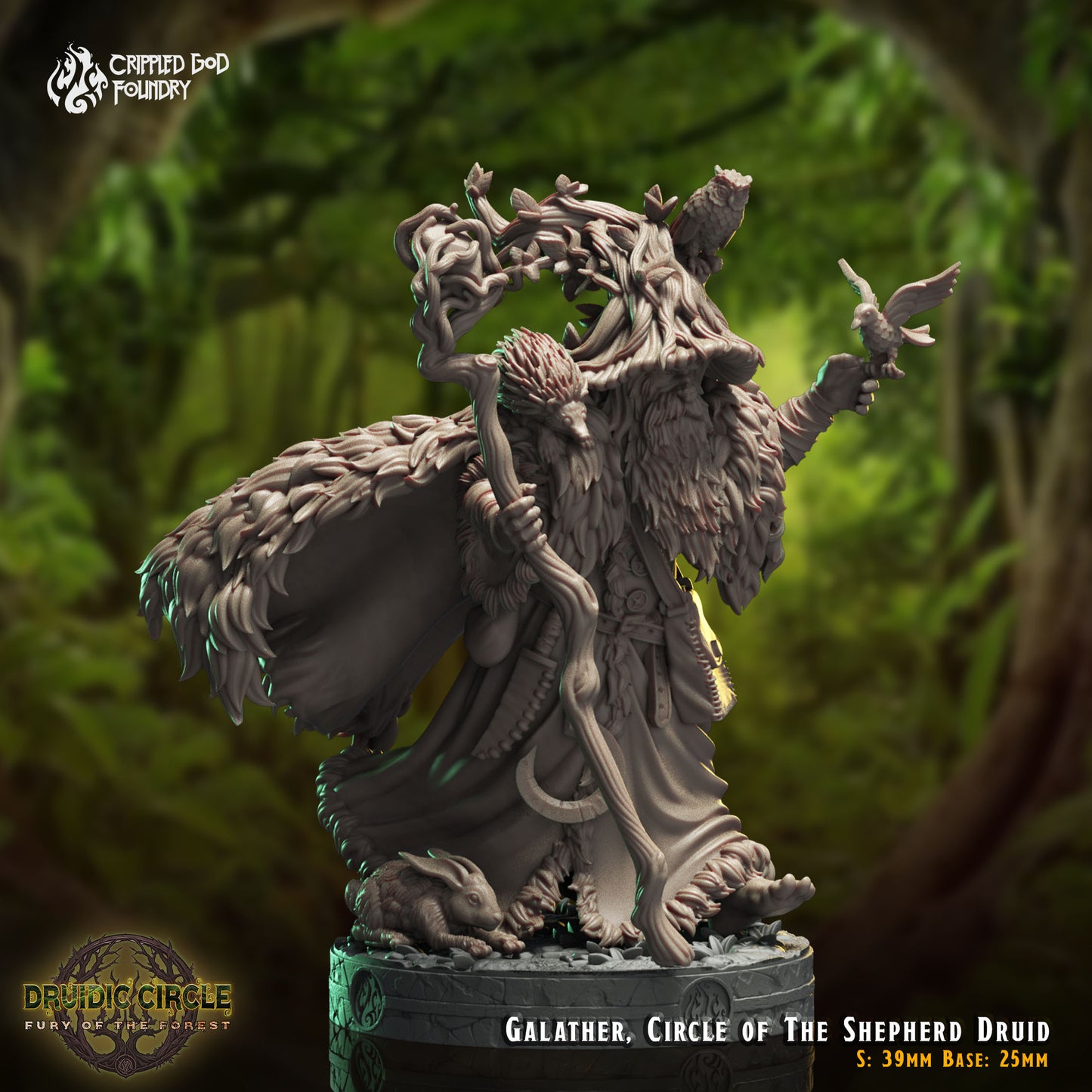 Druidic Circle  Fury of the Forest - from Crippled God Foundry - Table-top gaming mini and collectable for painting.