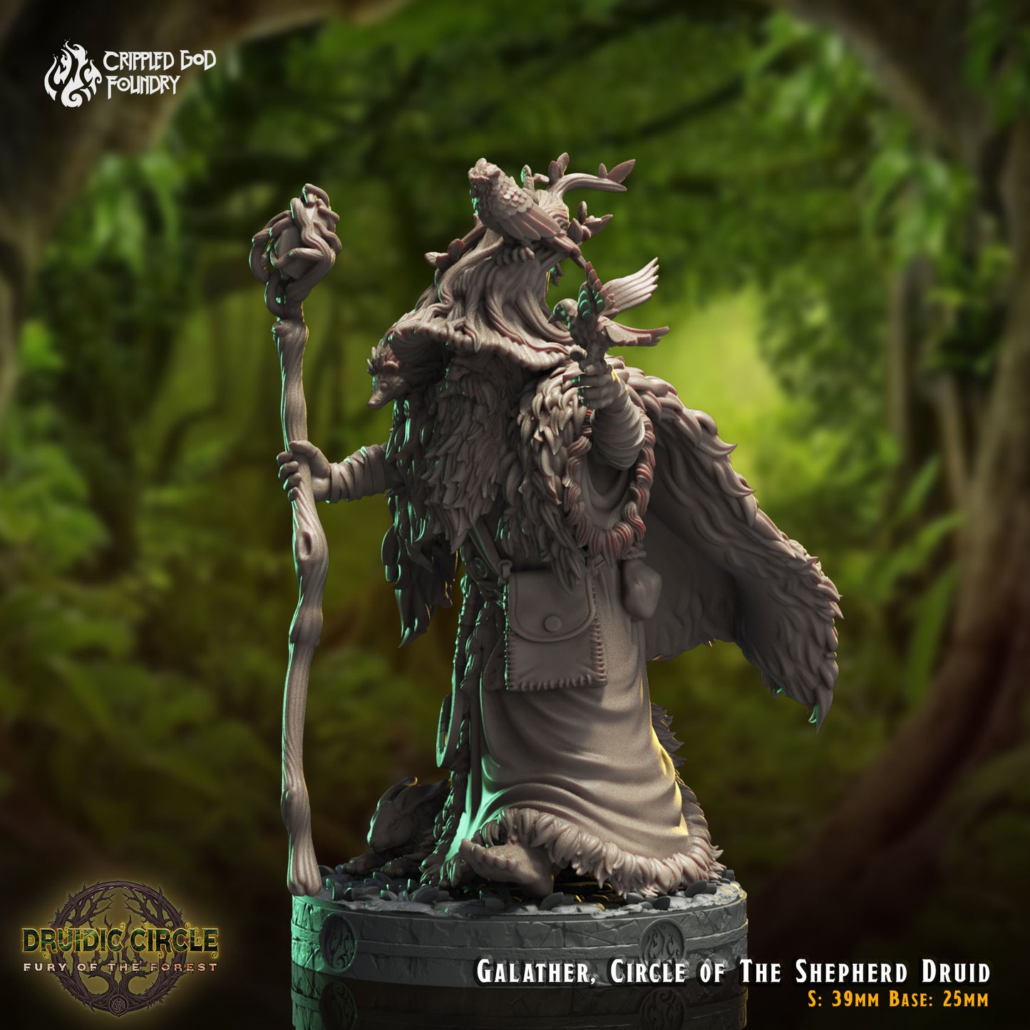 Druidic Circle  Fury of the Forest - from Crippled God Foundry - Table-top gaming mini and collectable for painting.