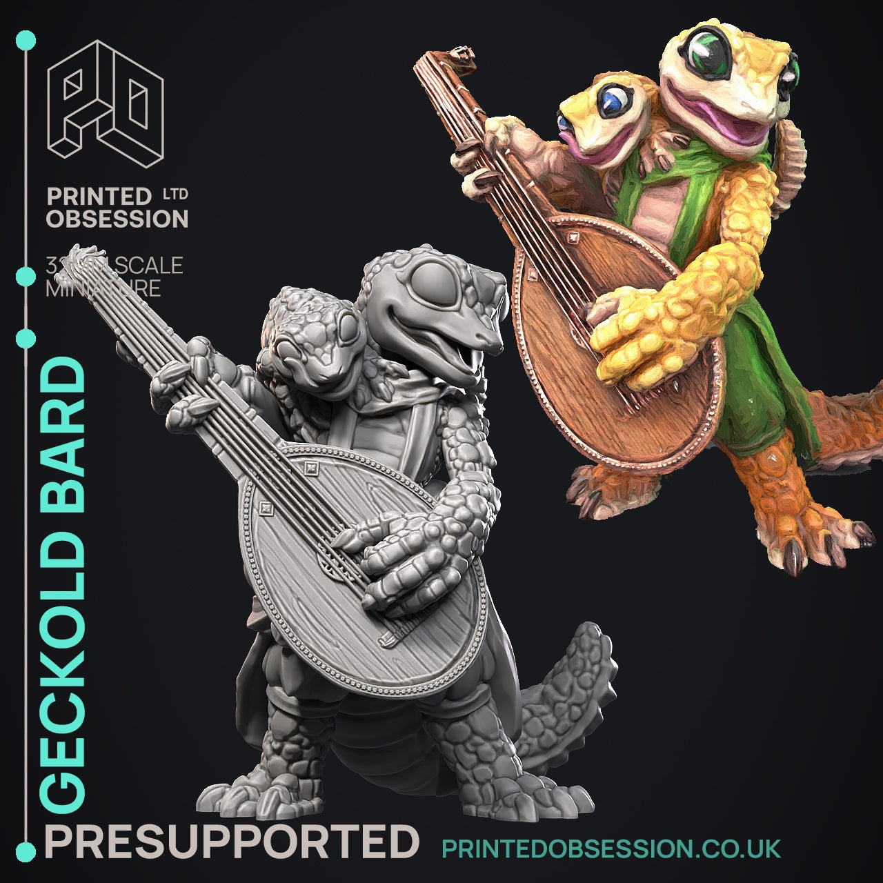 The Geckolds - The Printed Obsession - Table-top mini, 3D Printed Collectable for painting and playing!