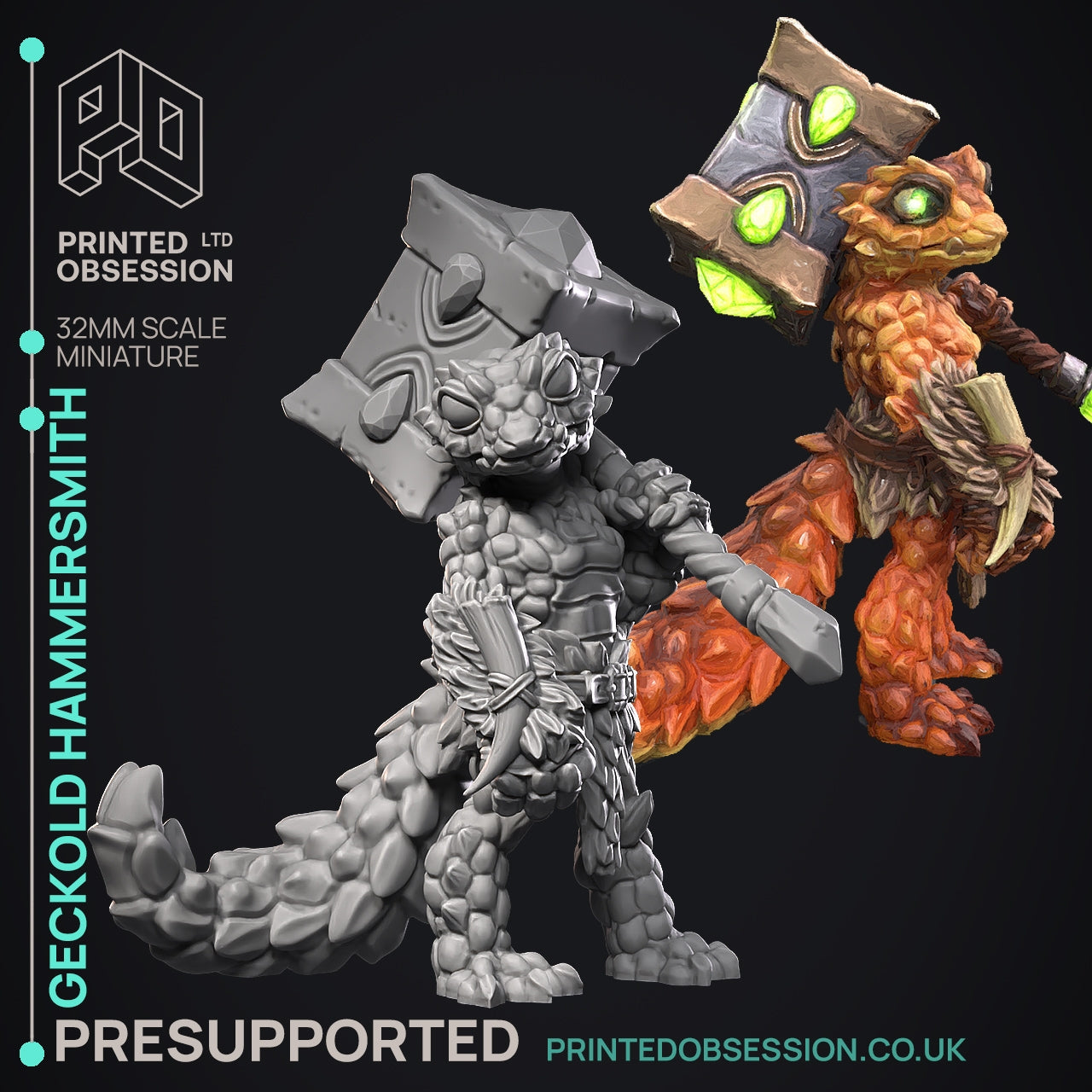 The Geckolds - The Printed Obsession - Table-top mini, 3D Printed Collectable for painting and playing!