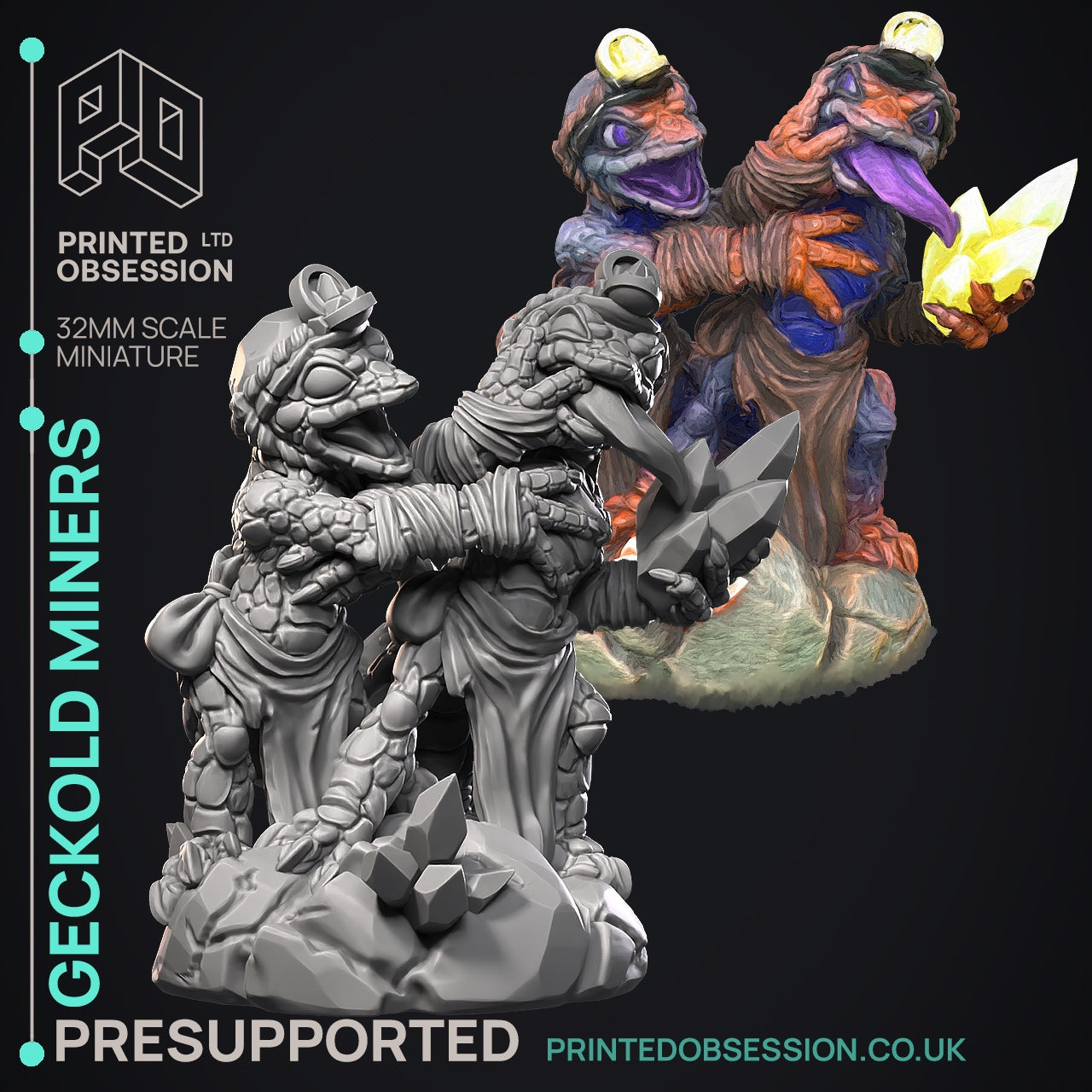 The Geckolds - The Printed Obsession - Table-top mini, 3D Printed Collectable for painting and playing!