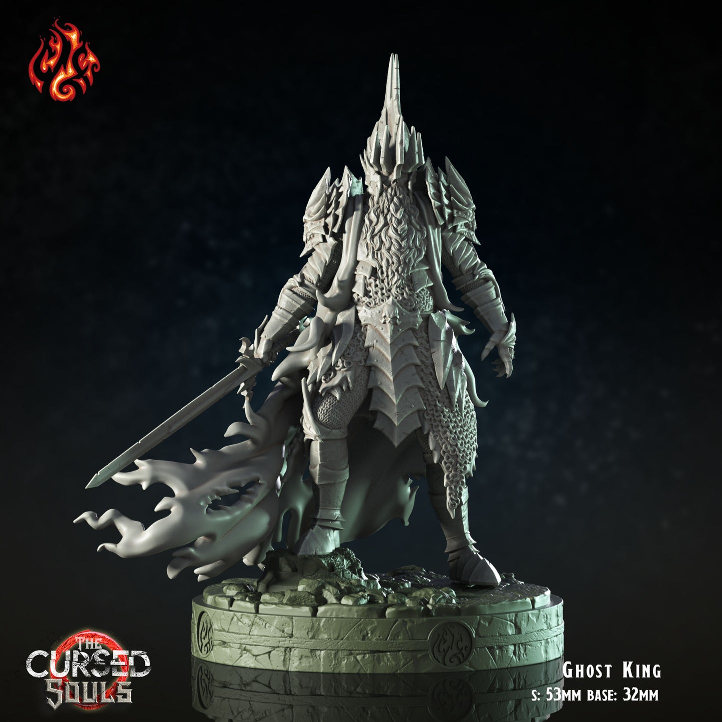 Ghost King - The Cursed Souls - from Crippled God Foundry - Table-top gaming mini and collectable for painting.