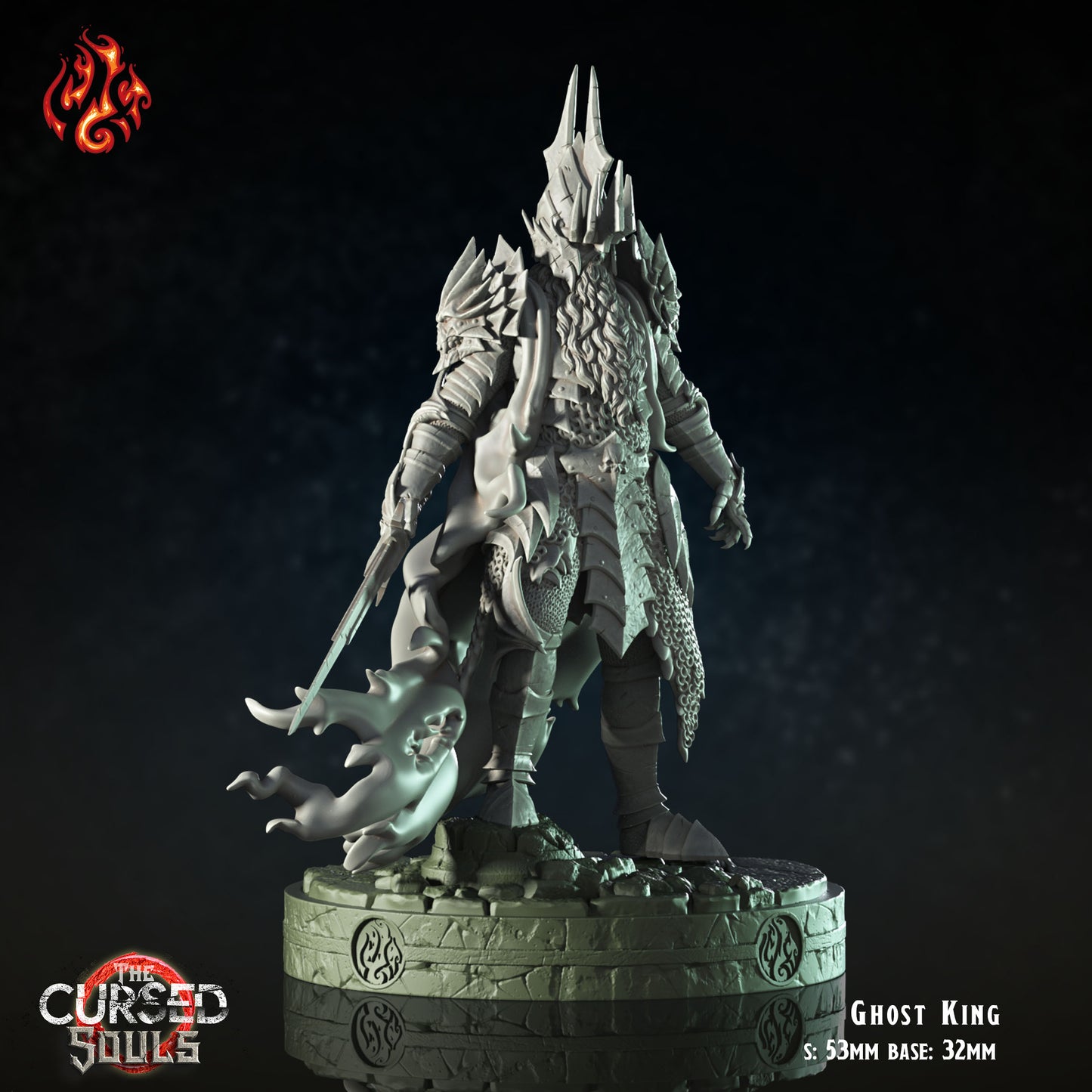 Ghost King - The Cursed Souls - from Crippled God Foundry - Table-top gaming mini and collectable for painting.