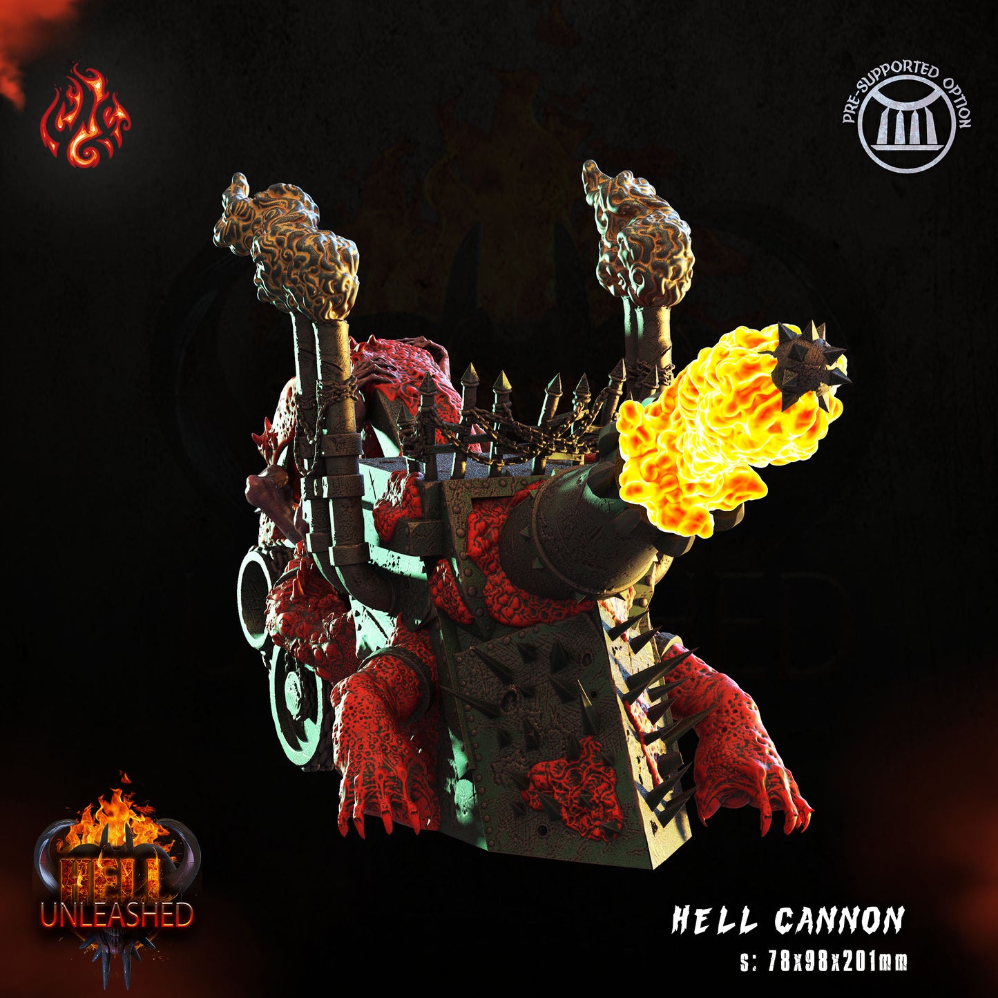Hell Cannon - Hell Unleashed Series from Crippled God Foundry - Table-top gaming mini and collectable for painting.