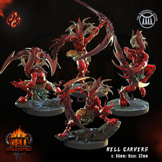 Hell Carvers - Hell Unleashed Series from Crippled God Foundry - Table-top gaming mini and collectable for painting.