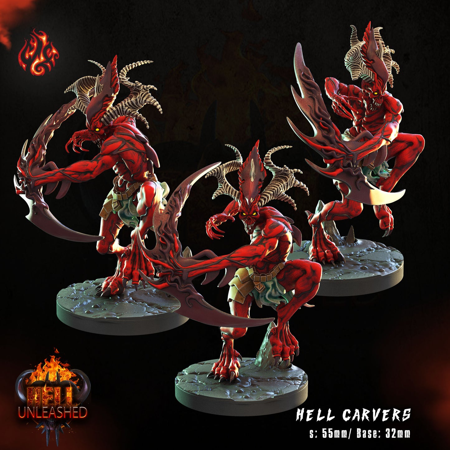 Hell Carvers - Hell Unleashed Series from Crippled God Foundry - Table-top gaming mini and collectable for painting.