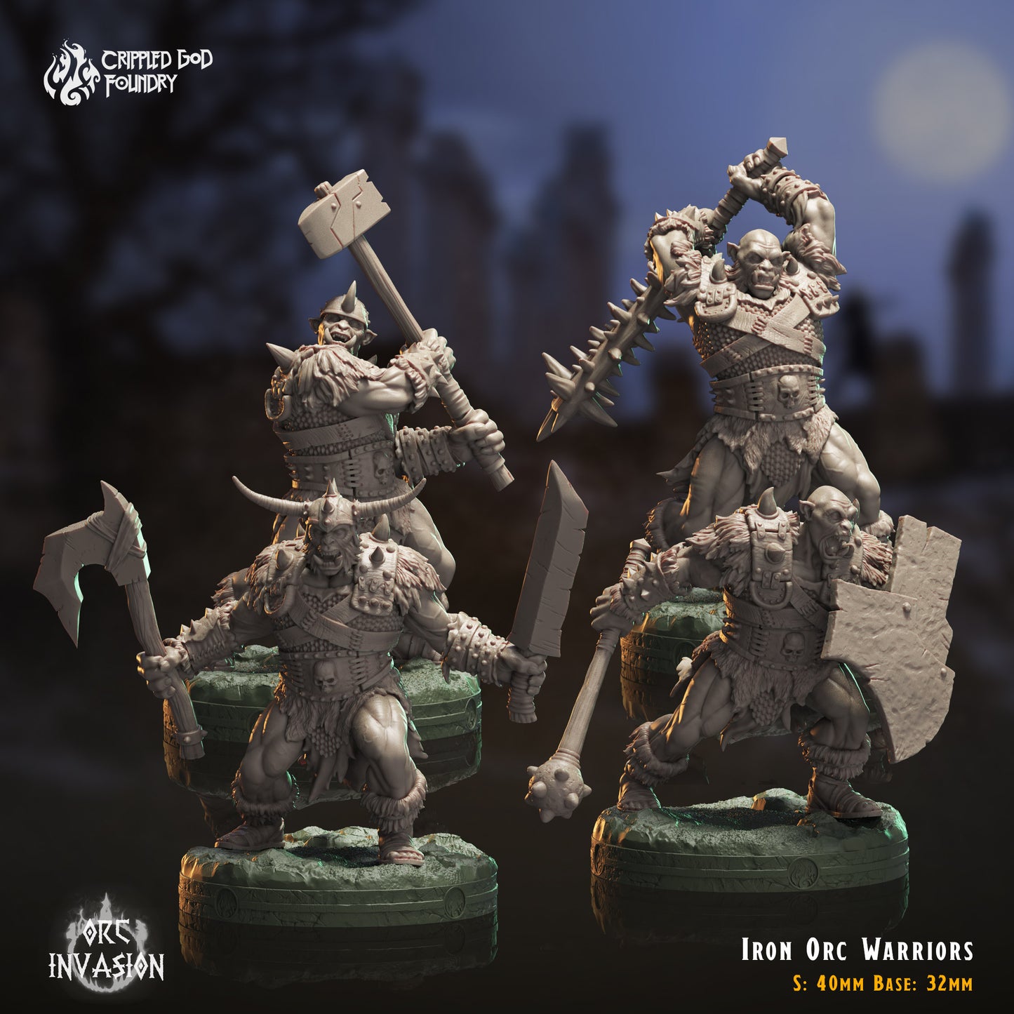 Mini Packs - Orc Invasion - from Crippled God Foundry - Table-top gaming mini and collectable for painting.